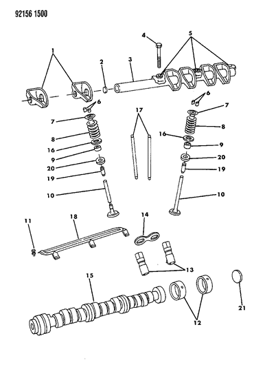 1992 Dodge Dynasty Camshaft & Valves Diagram 3