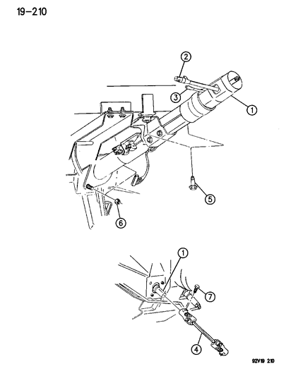 1996 Dodge Viper Column Assembly & Mounting Diagram 1