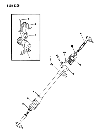 1986 Dodge 600 Gear - Rack & Pinion, Manual Attaching Parts Diagram