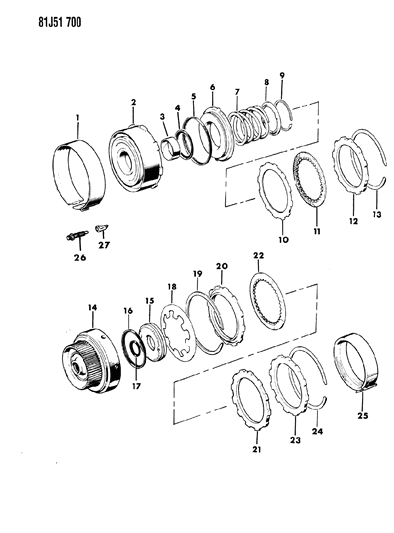 1986 Jeep Grand Wagoneer Clutch, Front & Rear Diagram 2