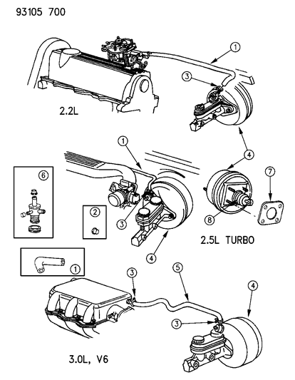 1993 Dodge Spirit Booster, Power Brake Diagram