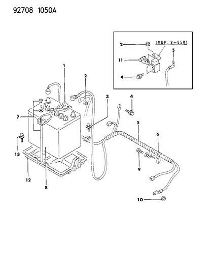 1994 Dodge Colt Battery Trays & Cables Diagram