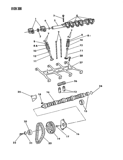 1988 Dodge Diplomat Camshaft & Valves Diagram