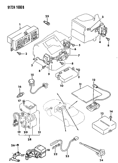 1991 Dodge Stealth Controls, Air Conditioner Diagram