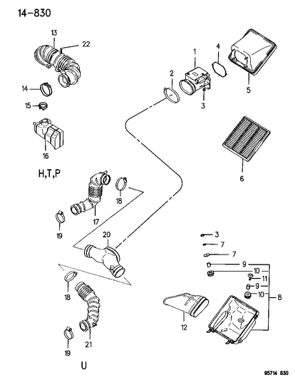 1996 Dodge Stealth Harness-Air Cleaner Diagram for MD132568