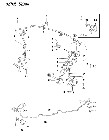 1993 Dodge Ram 50 Brake Lines & Hoses Diagram 2