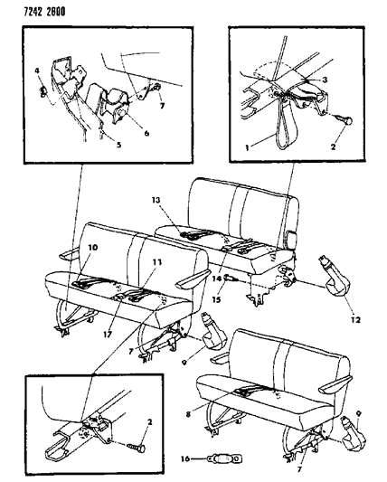 1987 Dodge Grand Caravan Belt - Rear Seat Diagram