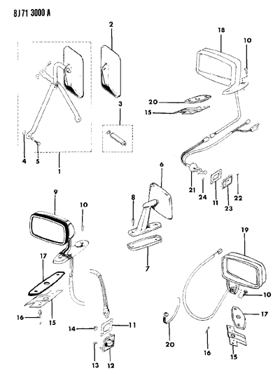 1987 Jeep Grand Wagoneer Mirrors - Outside Electric Diagram