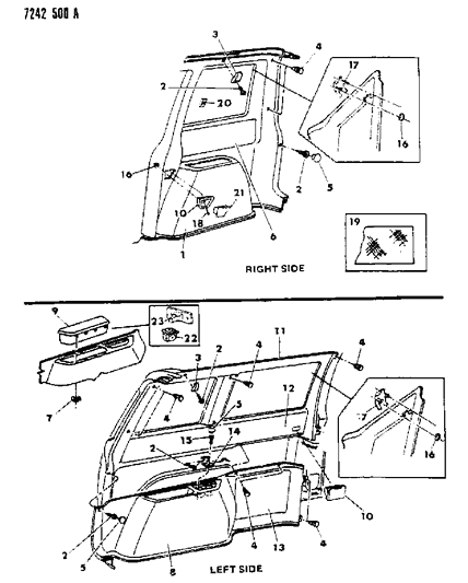 1987 Dodge Caravan Panel - Quarter Trim Diagram 1
