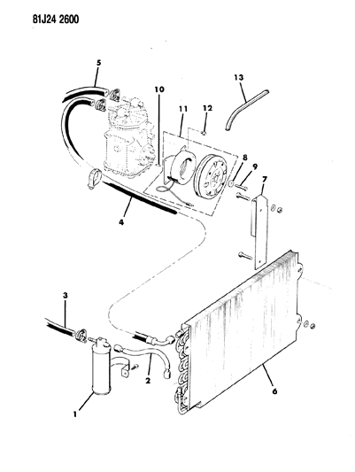 1986 Jeep J10 Receiver/Drier & Hoses Diagram 1