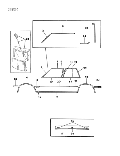 1985 Chrysler Town & Country Mouldings & Ornamentation - Exterior View Diagram 2