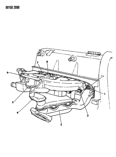 1990 Chrysler LeBaron Manifolds - Intake & Exhaust Diagram 2