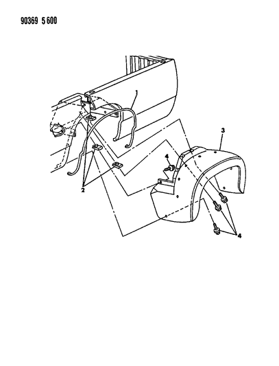 1993 Dodge D150 Fender Rear Diagram