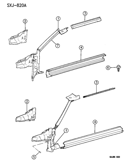 1995 Jeep Cherokee Panels, Body Side Diagram 1