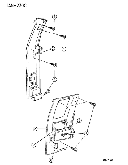 1994 Dodge Dakota B Pillar Trim Diagram