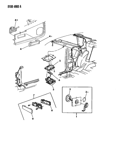 1988 Chrysler LeBaron Lamps - Cargo-Dome-Courtesy Diagram