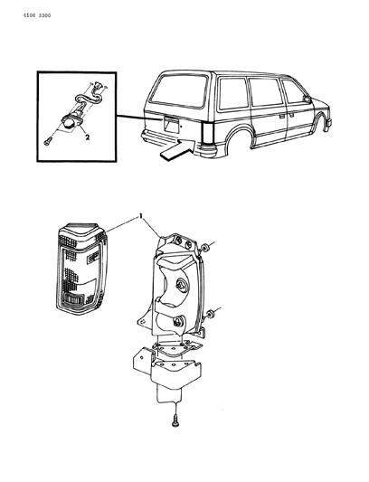 1984 Dodge Caravan Lamps & Wiring - Rear Diagram