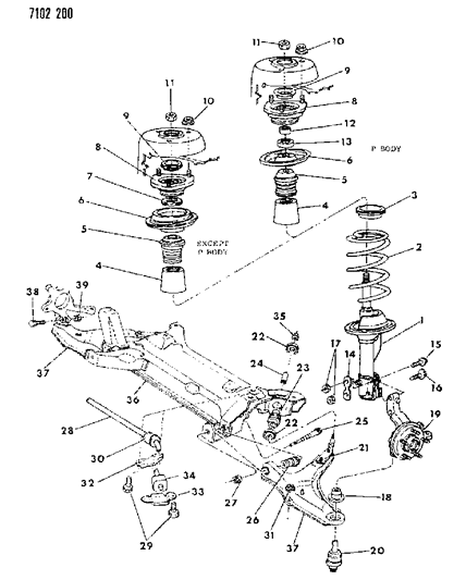 1987 Dodge Grand Caravan Suspension - Front Diagram 1