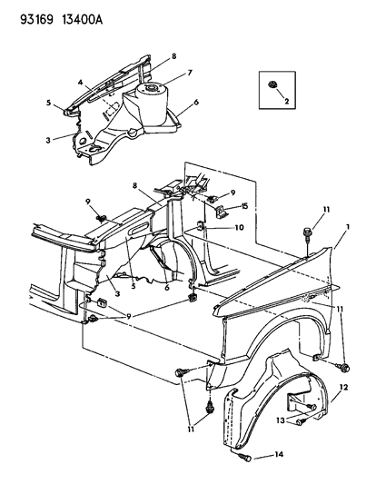 1993 Dodge Caravan Fender & Shield Diagram