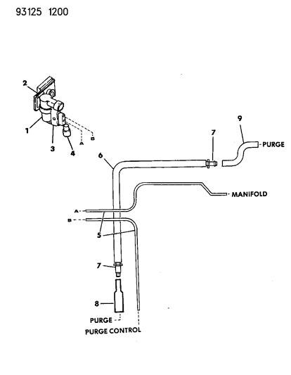 1993 Dodge Caravan Vapor Canister Hose Harness Diagram 1