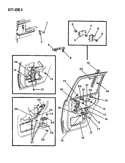1988 Dodge Dynasty Electric Window Regulator, Right Diagram for 4445375