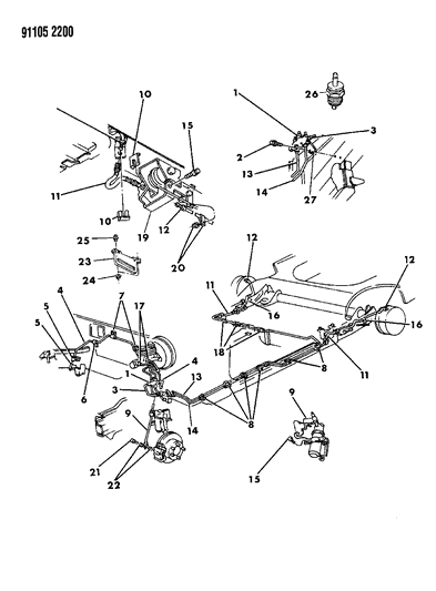 1991 Chrysler New Yorker Salon Lines & Hoses, Brake Front Diagram