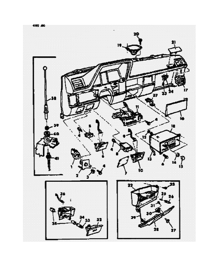1984 Dodge Omni Instrument Panel Glovebox, Switches & Radio Diagram