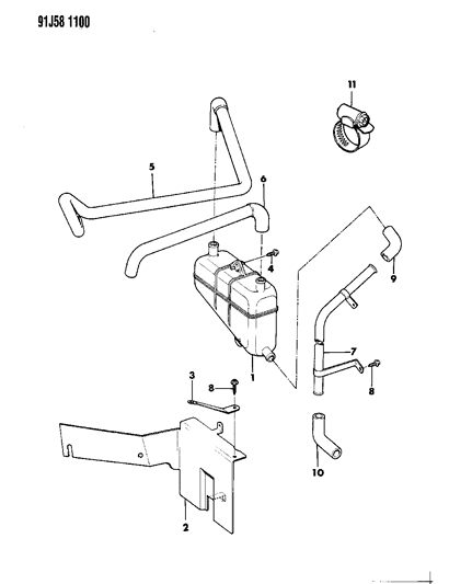 1992 Jeep Cherokee Tube Oil Separator To TURB Diagram for 53002320