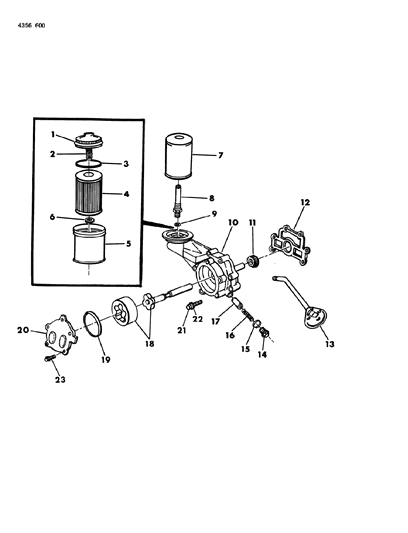 1984 Dodge Ram Wagon Oil Pump & Oil Filter Diagram 1