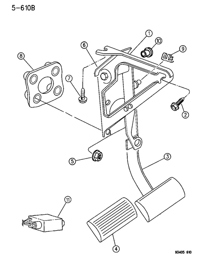 1996 Chrysler LHS Brake Pedal Diagram