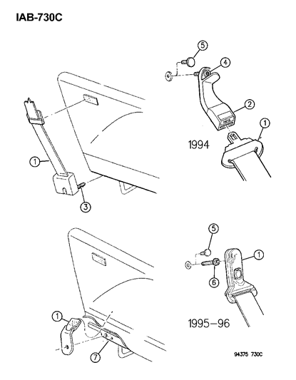 1994 Dodge Ram Van Belts - Shoulder Seat Intermediate And Rear Seat Diagram