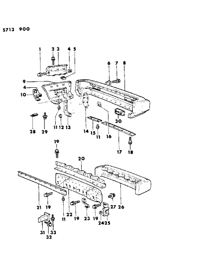 1986 Dodge Colt Bumper, Rear Diagram 2