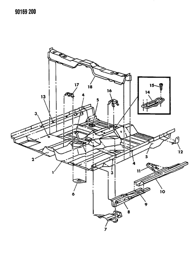 1990 Dodge Omni Floor Pan Front Diagram