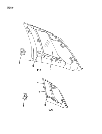 1985 Chrysler LeBaron Glass - Quarter Window Diagram 2