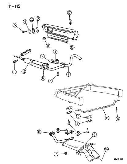 1996 Dodge Viper Right Converter Assembly Diagram for 4855440