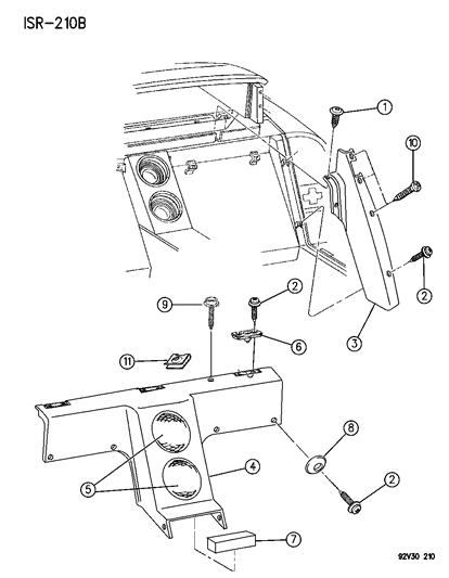 1995 Dodge Viper Quarter & Rear Bulkhead Panels Diagram