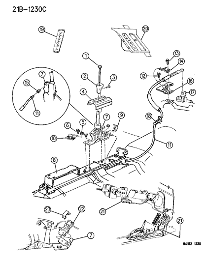 1994 Dodge Shadow Controls , Gearshift , Floor Shaft Diagram 2