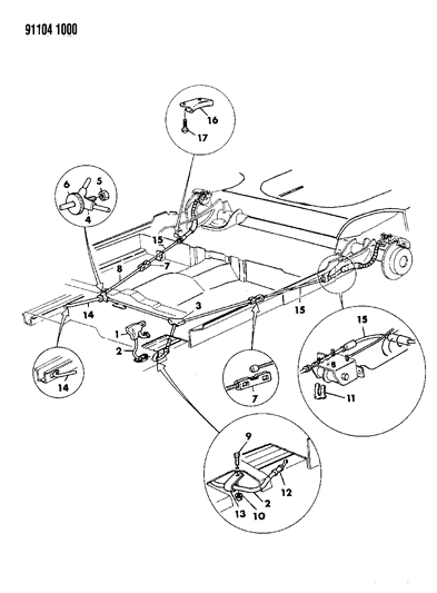 1991 Chrysler TC Maserati Cable, Parking Brake Diagram