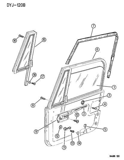 1995 Jeep Wrangler D5444T-Door-TINTED(Export-ECE/EEC) Diagram for 55022405