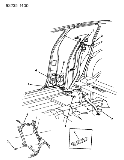 1993 Chrysler LeBaron Sedan Belt - Front Seat Diagram 1