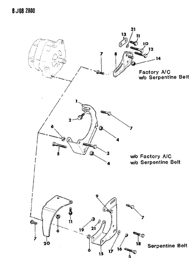 1988 Jeep J20 Alternator & Mounting Diagram 2