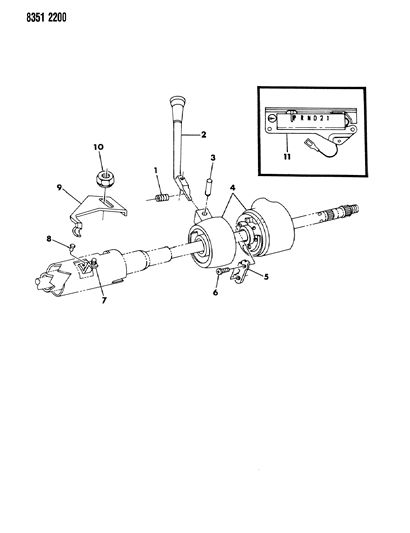 1989 Dodge Ram Wagon Controls, Gearshift, Steering Column Shift Diagram 2