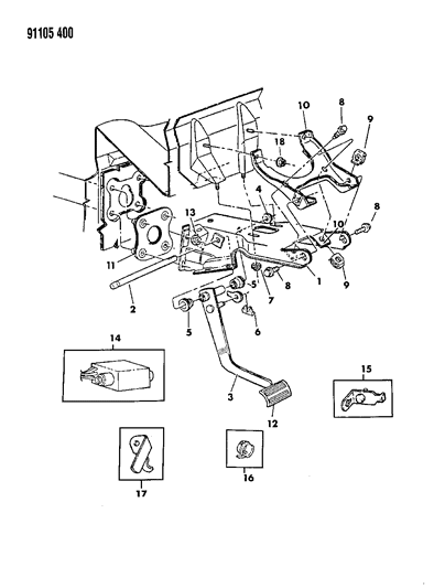 1991 Chrysler LeBaron GTC Brake Pedal Diagram