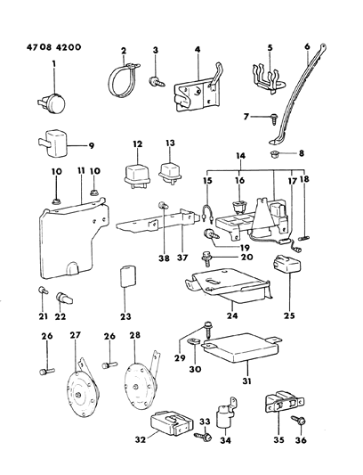 1984 Dodge Conquest Horn - Relay - Flasher - Timer Diagram 1