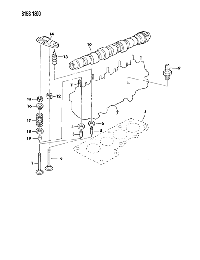 1988 Dodge Lancer Camshaft & Valves Diagram 1