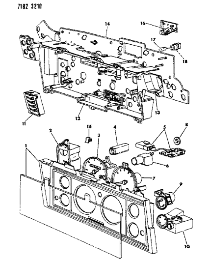 1987 Dodge Caravan Cluster, Instrument Panel Diagram