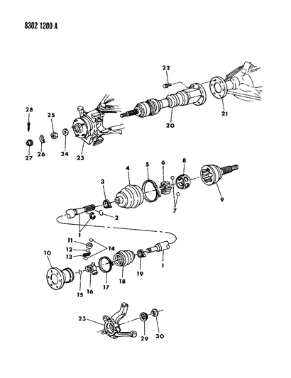 1988 Dodge Dakota Shaft, Front Drive Axle Diagram