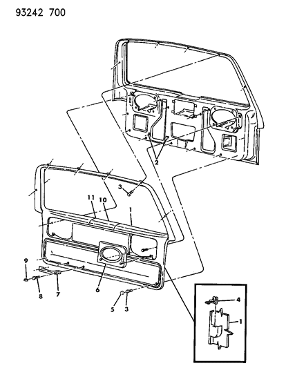 1993 Chrysler Town & Country Lift Gate Trim Diagram