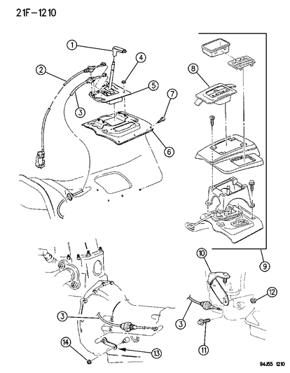 1996 Jeep Grand Cherokee Controls , Gearshift , Floor Mounted Diagram 2