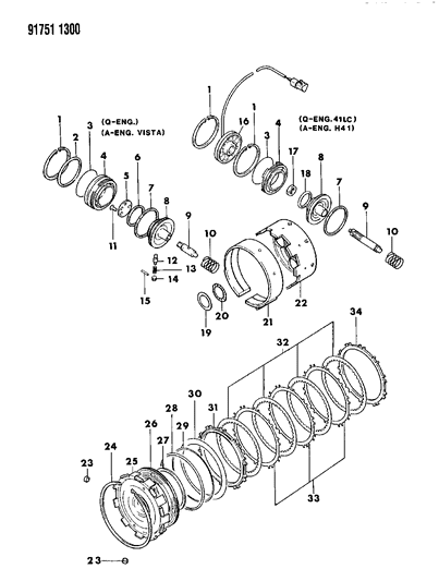 1991 Dodge Colt Brake, Kickdown, Low And Reverse Diagram